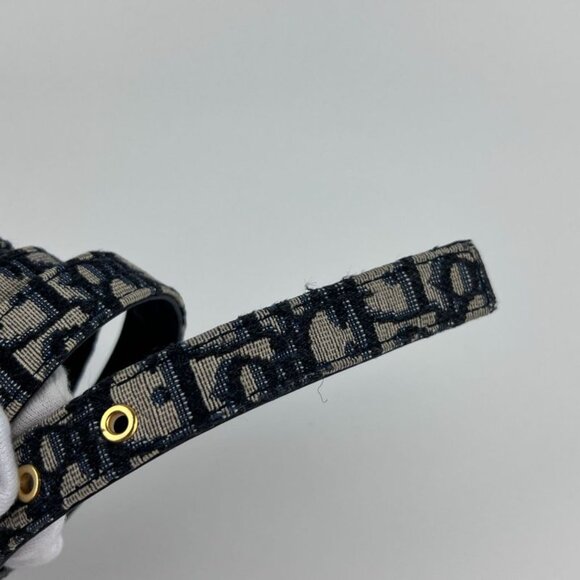 Christian Dior Trotter Belt 75 Leather Canvas Navy Vintage main image 5